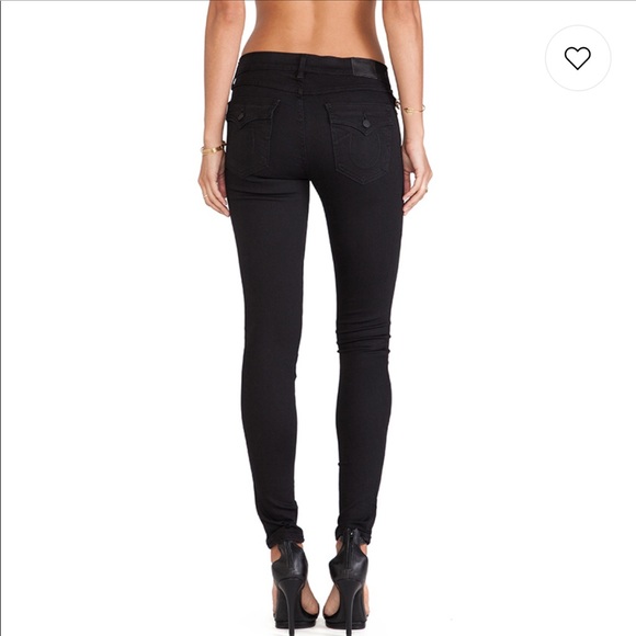 Halle Mid-Rise Super Skinny Black Jeans with Flaps - Picture 4 of 6